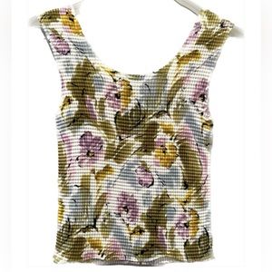 VINTAGE 90s Abstract Print Sleeveless Tank Top By Nicola Plisse Textured Top